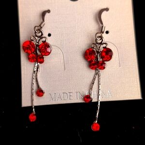 ❤️ Butterfly Dainty Drop Rhinestone Earrings NEW